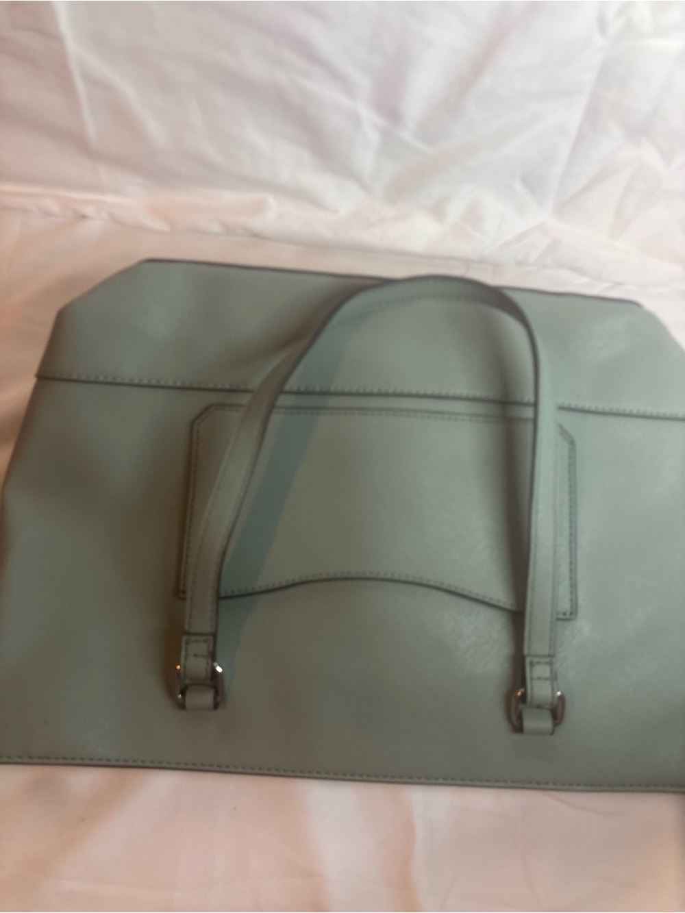 Mint Green Structured Shoulder Bag with Dual Handles